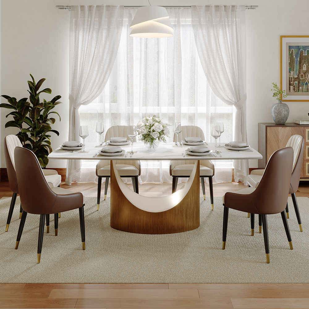 Modern Matte White Sintered Stone Dining Tables