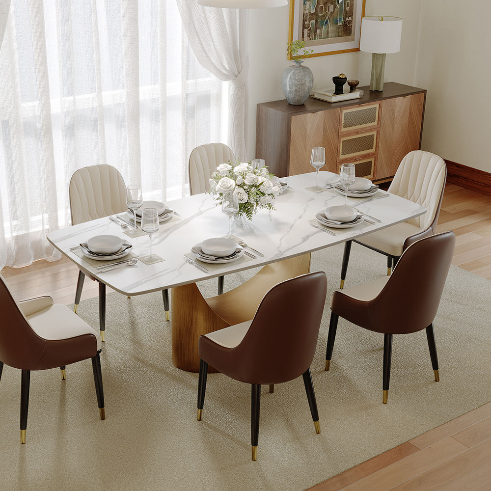 Modern Luxury Matte White Sintered Stone Dining Tables
