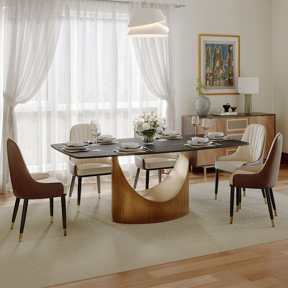 Rectangular Matte Black Sintered Stone Dining Tables