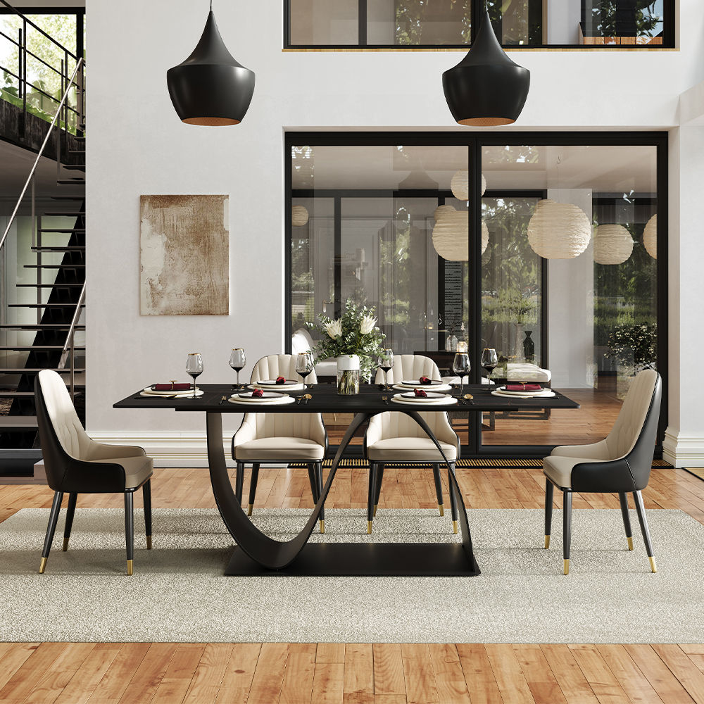for 4 Black Sintered Stone Dining Tables