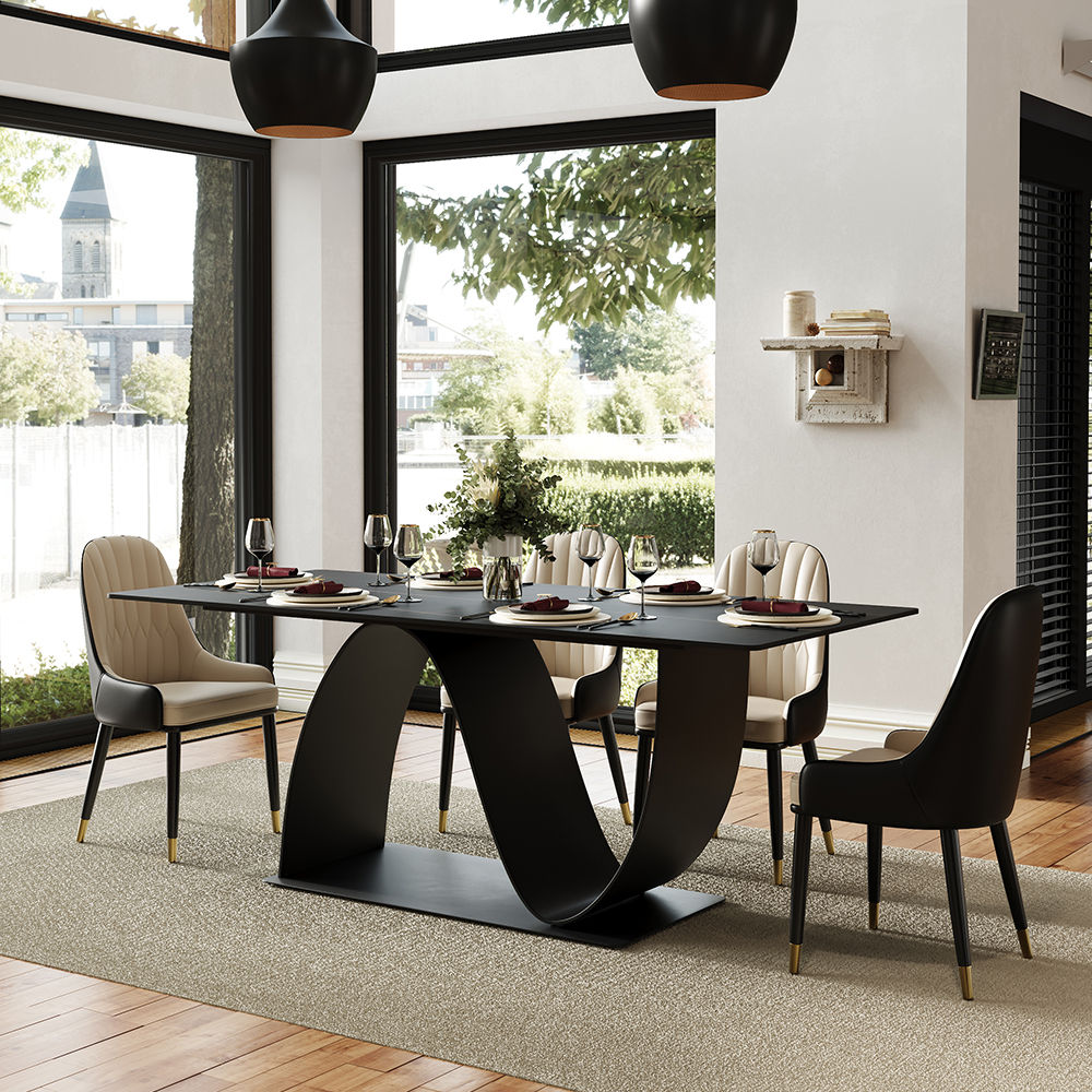 for 8 Black Sintered Stone Dining Tables