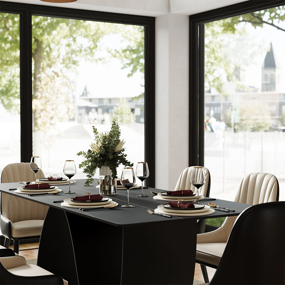 for 8 Black Sintered Stone Dining Tables