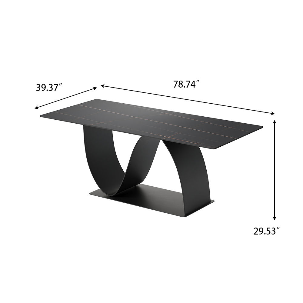 Rectangular Black Sintered Stone Dining Tables