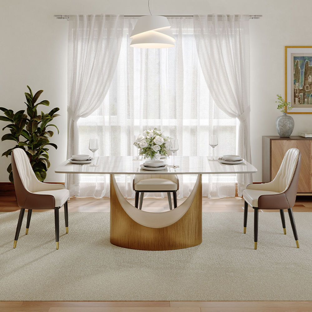 Sintered Stone Glossy White Sintered Stone Dining Tables