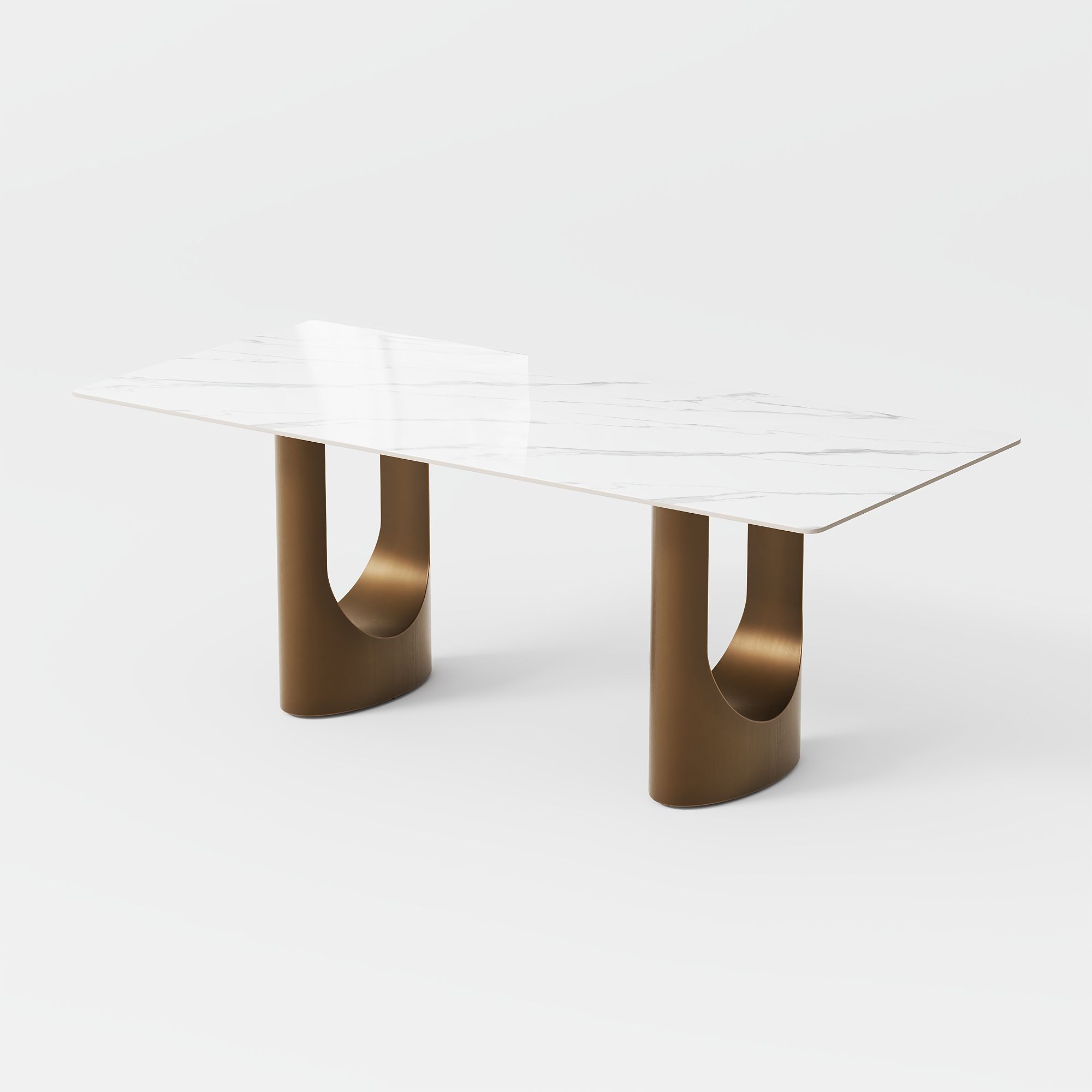 Partly Assemble Glossy White Glossy Sintered Stone Dining Tables