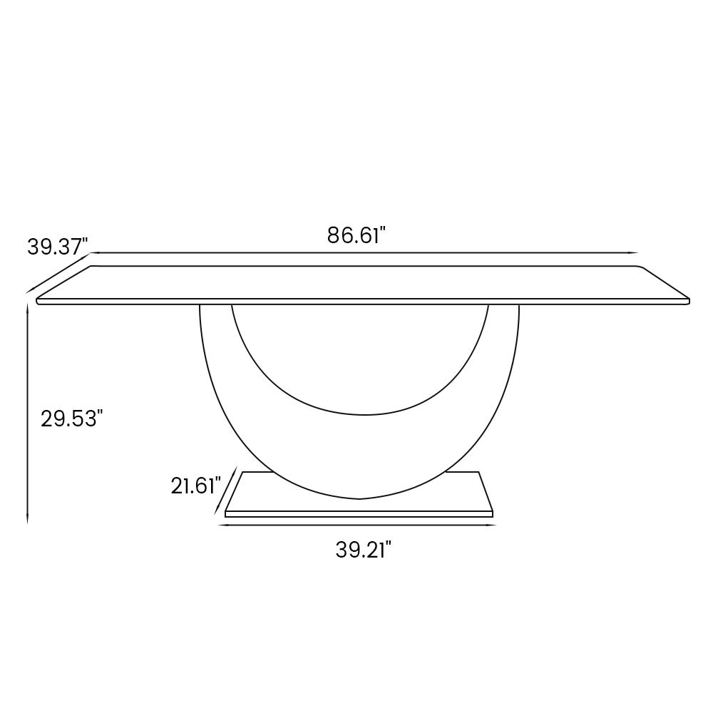 Modern Luxury White & Silver Glossy Sintered Stone Dining Tables