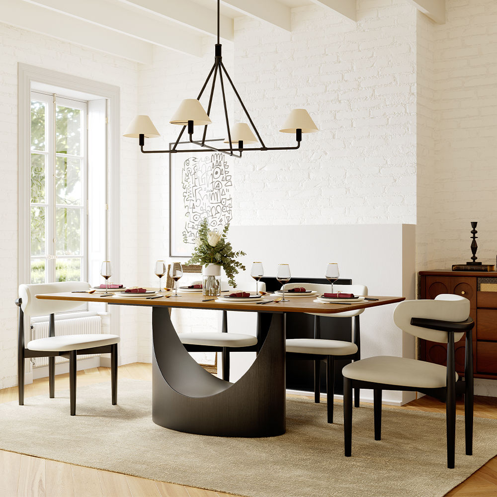 Rectangular Walnut Color MDF Dining Tables