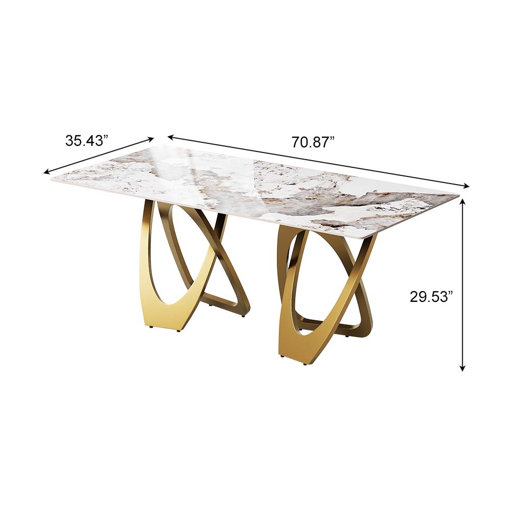 Metal Base Pandora Glossy Sintered Stone Dining Tables