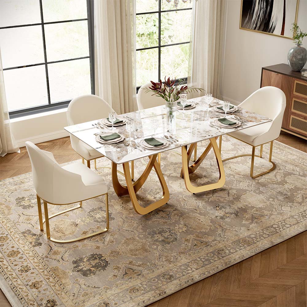 Partly Assemble Pandora Glossy Sintered Stone Dining Tables