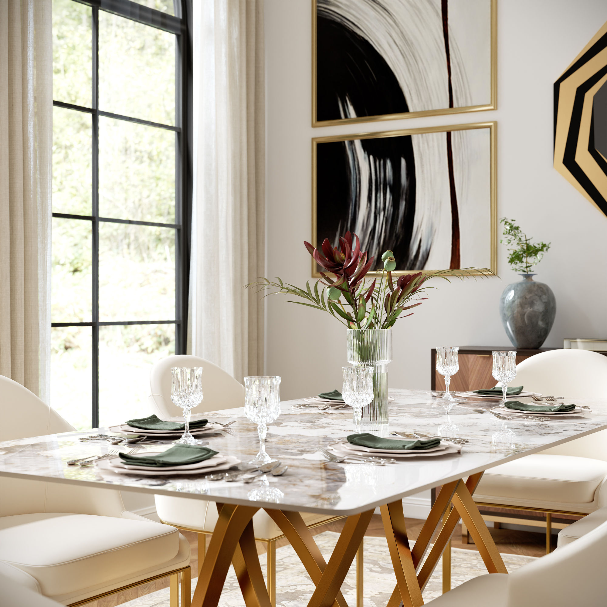 Sintered Stone Pandora Glossy Sintered Stone Dining Tables