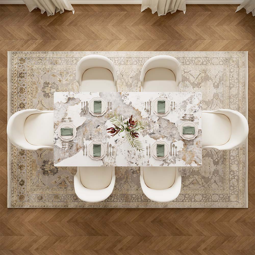 Partly Assemble Pandora Glossy Sintered Stone Dining Tables