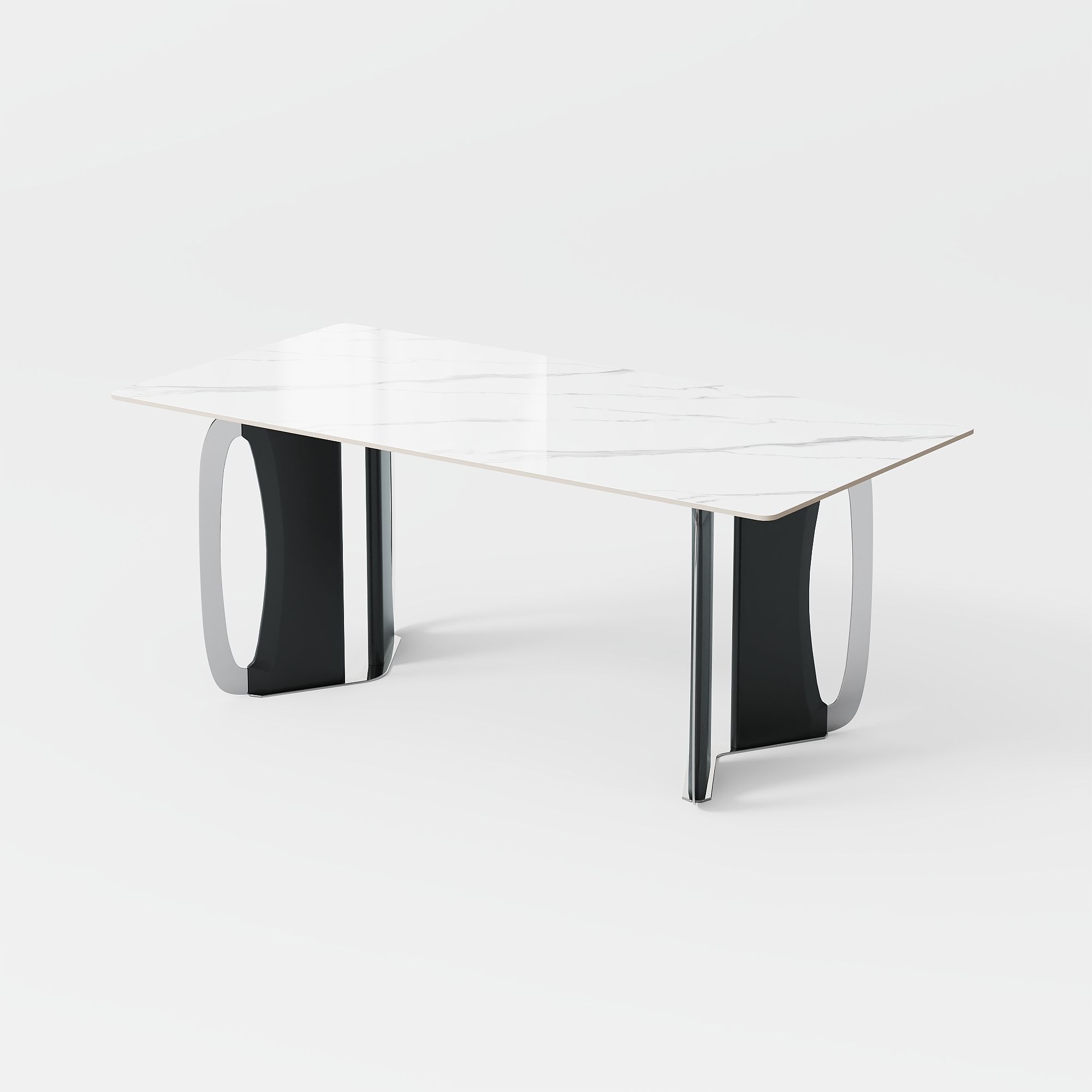 for 4 White Glossy Sintered Stone Dining Tables