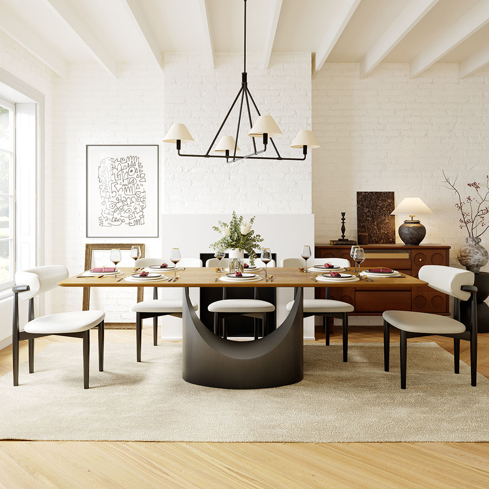 Rectangular Walnut Color MDF Dining Tables
