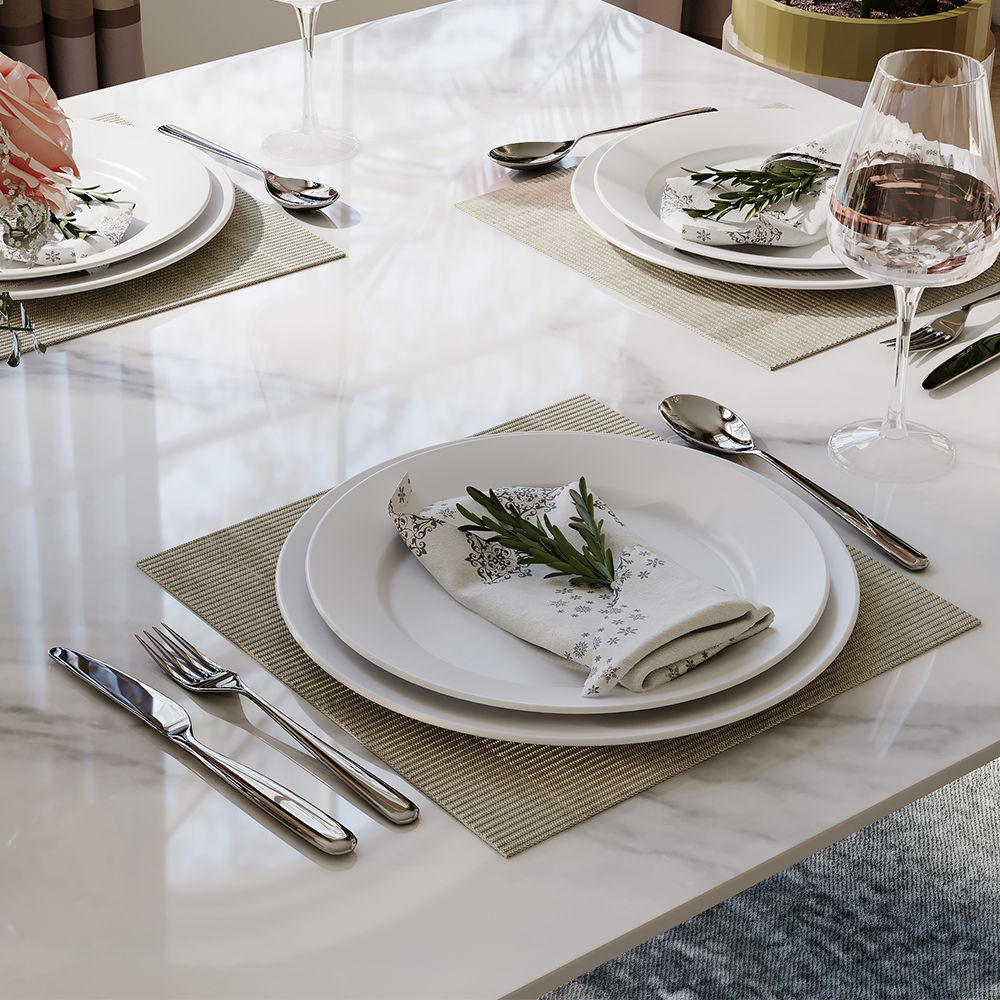 Modern White & Bronze Sintered Stone Dining Tables