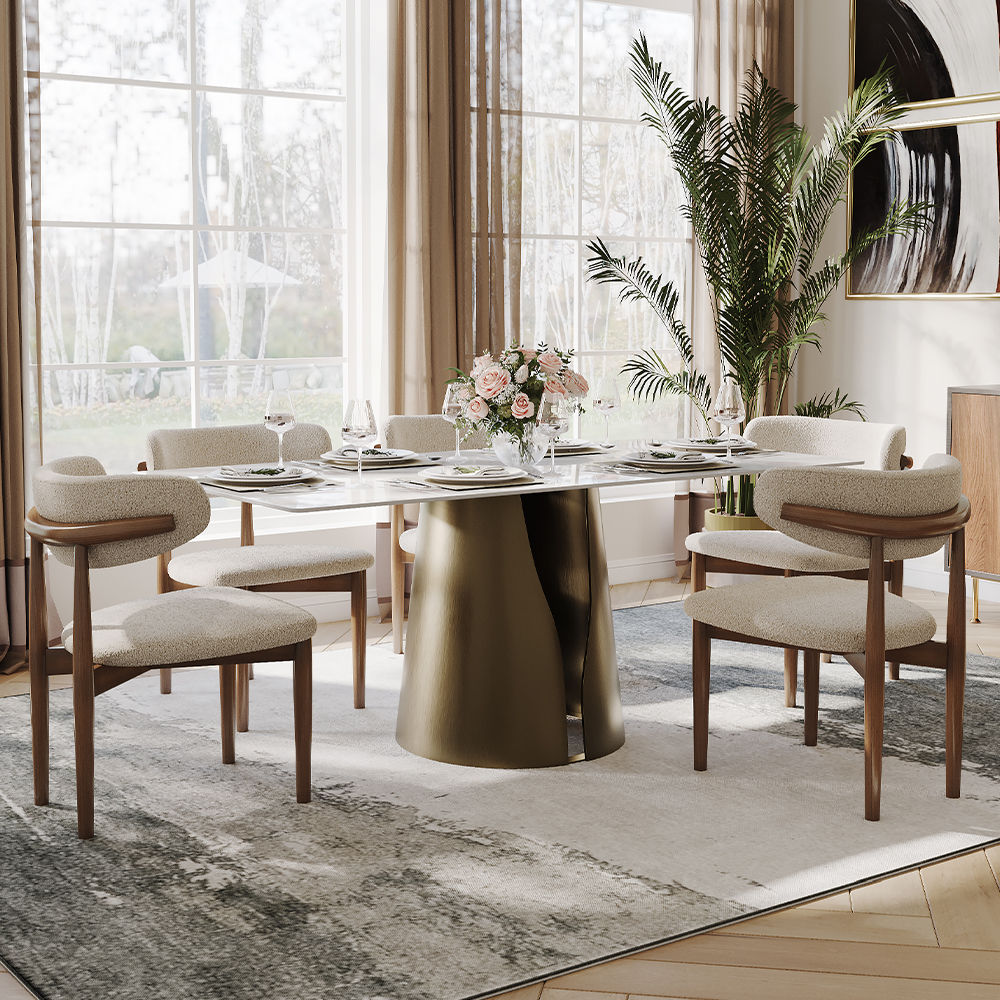 for 8 White & Bronze Sintered Stone Dining Tables