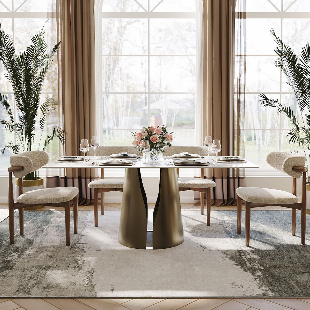 for 8 White & Bronze Sintered Stone Dining Tables