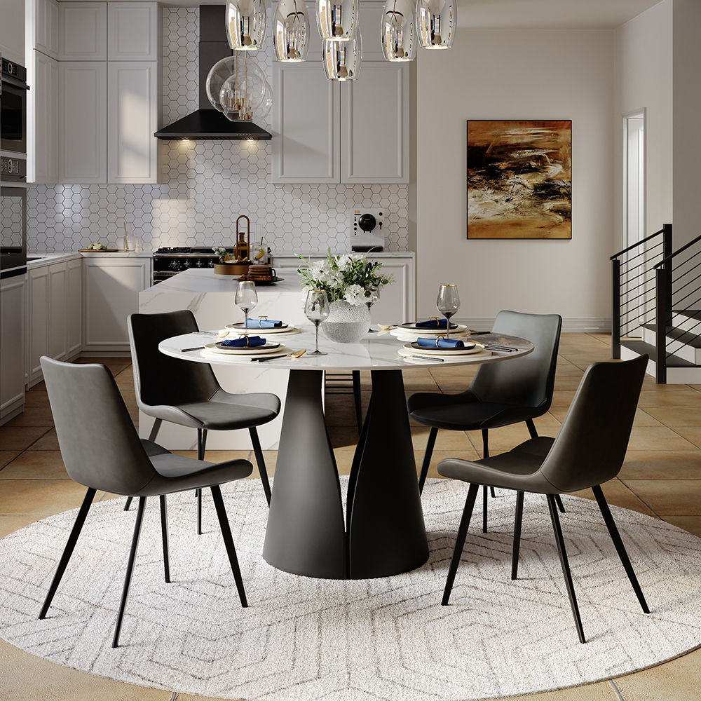 Modern Minimalist Glossy White Sintered Stone Dining Tables
