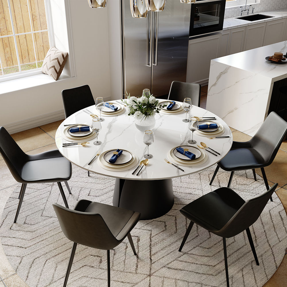 Modern Glossy White Sintered Stone Dining Tables