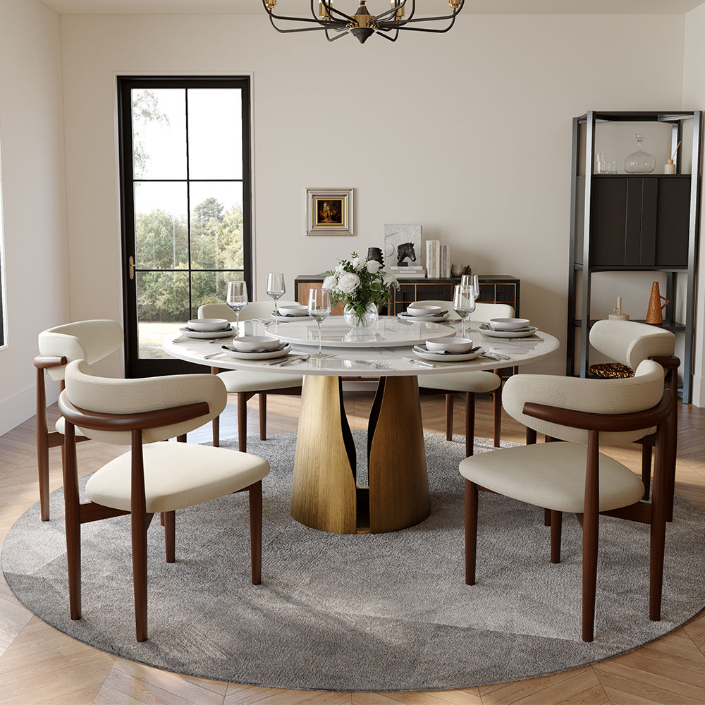 Modern White & Bronze Sintered Stone Dining Tables