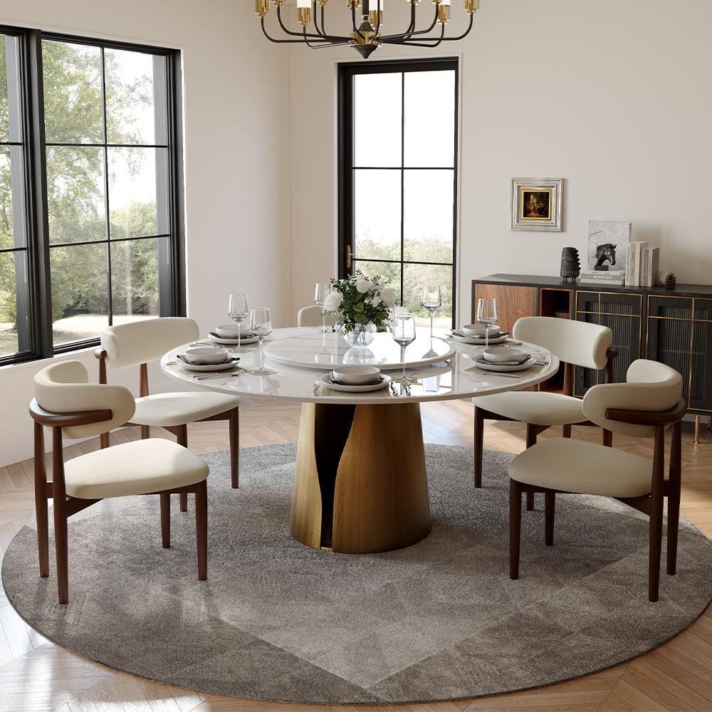 for 4 White & Bronze Sintered Stone Dining Tables