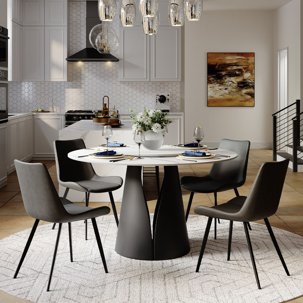 for 4 Matte White Sintered Stone Dining Tables