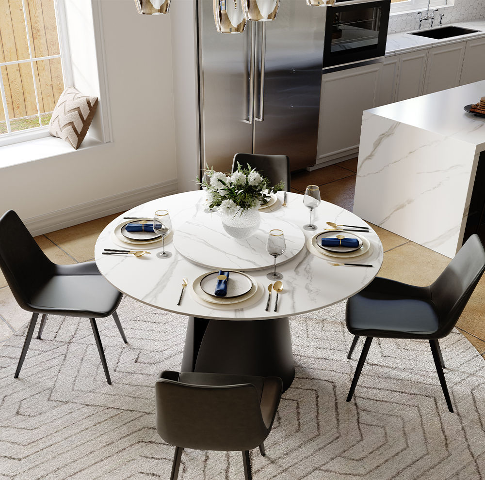 Modern Minimalist Matte White Sintered Stone Dining Tables