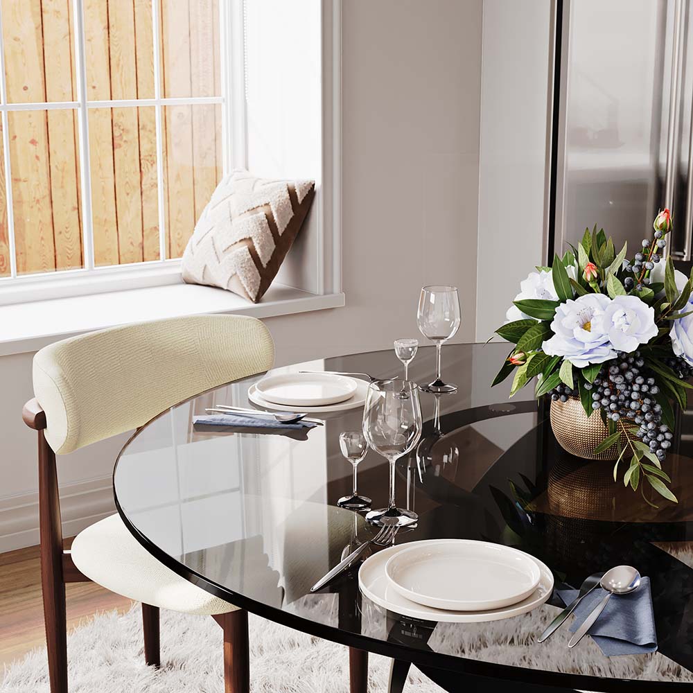 Modern Minimalist Gray Glass Tempered Glass Dining Tables
