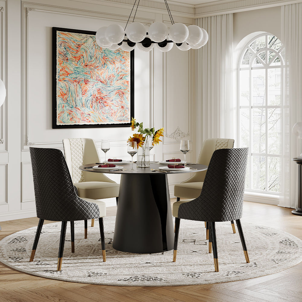 Metal Leg Black Sintered Stone Dining Tables
