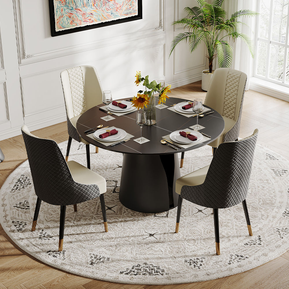 Metal Base Black Sintered Stone Dining Tables