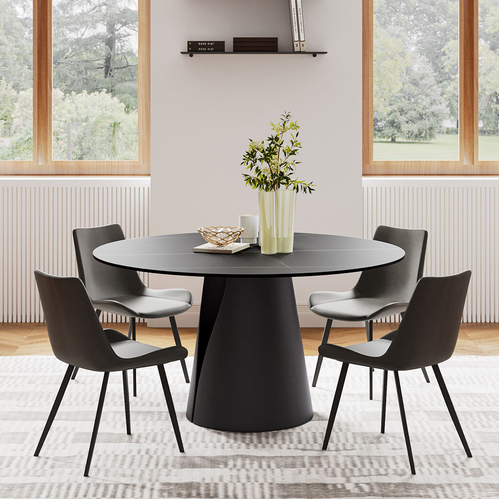 Metal Base Black Sintered Stone Dining Tables