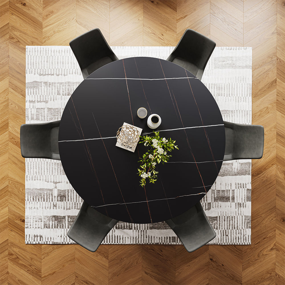 Round Black Sintered Stone Dining Tables