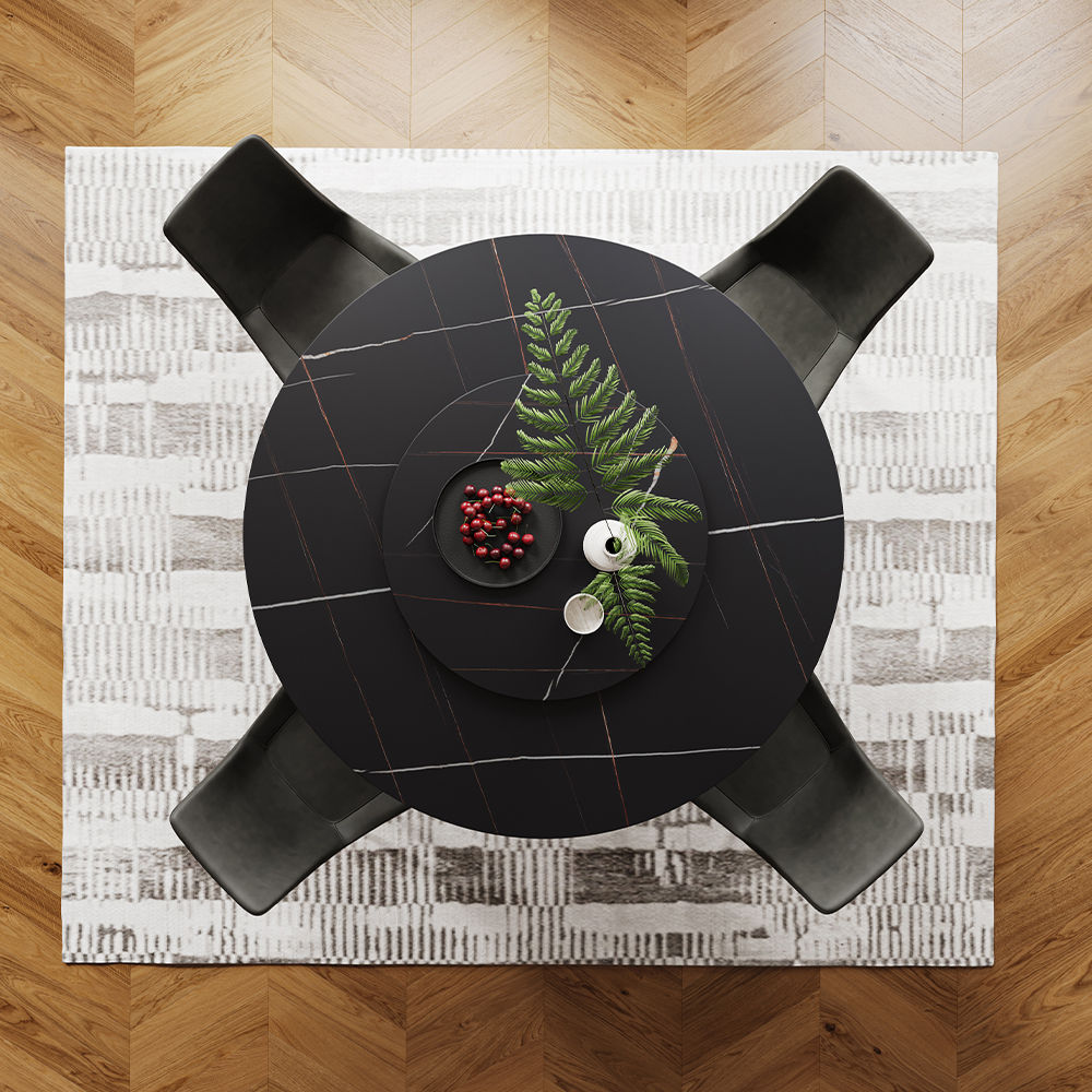 without Lazy Susan Black Sintered Stone Dining Tables