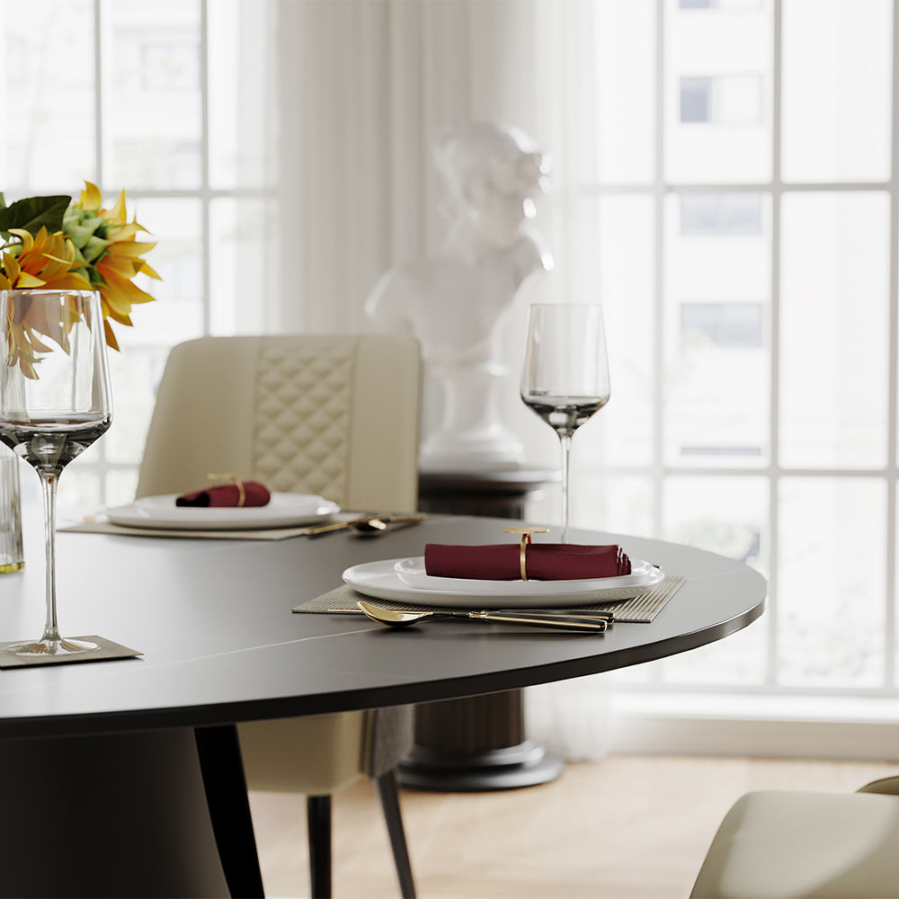 for 4 Black Sintered Stone Dining Tables