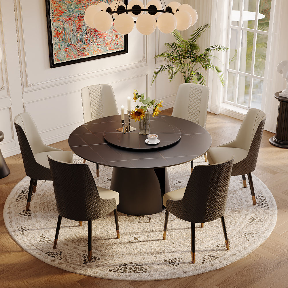 Partly Assemble Black Sintered Stone Dining Tables