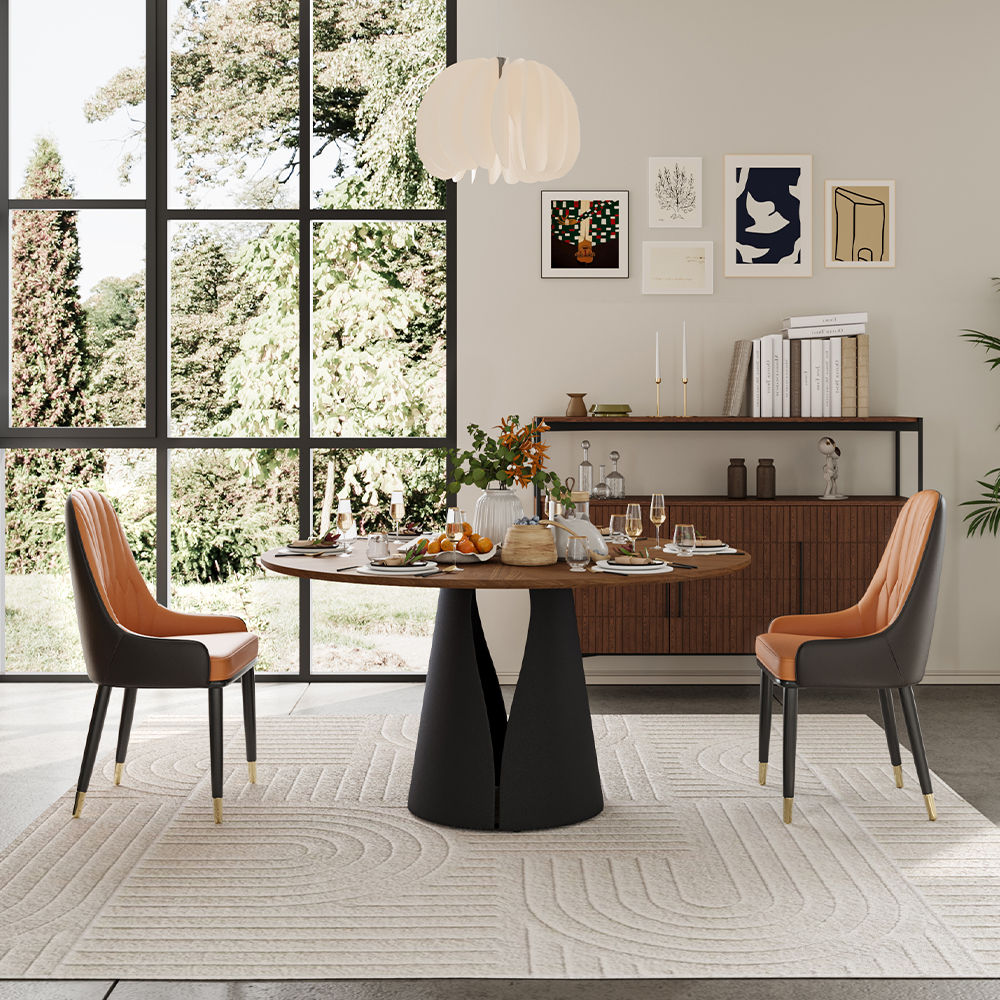 Modern Minimalist Dark Wood MDF  Dining Tables