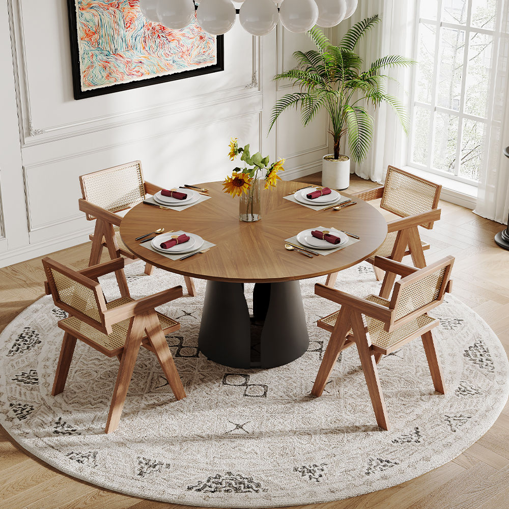 Metal Leg Dark Wood MDF  Dining Tables