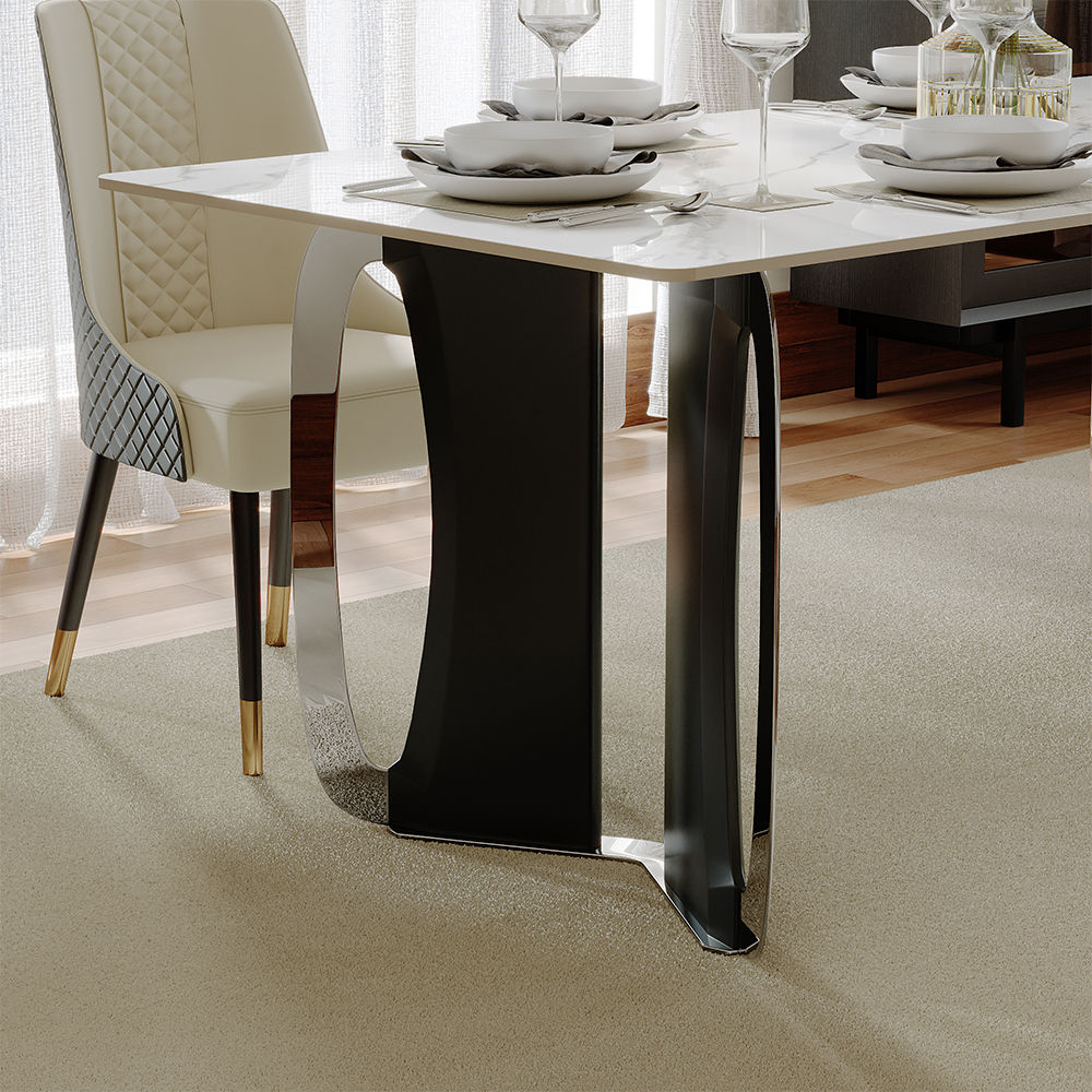 for 6 White Glossy Sintered Stone Dining Tables