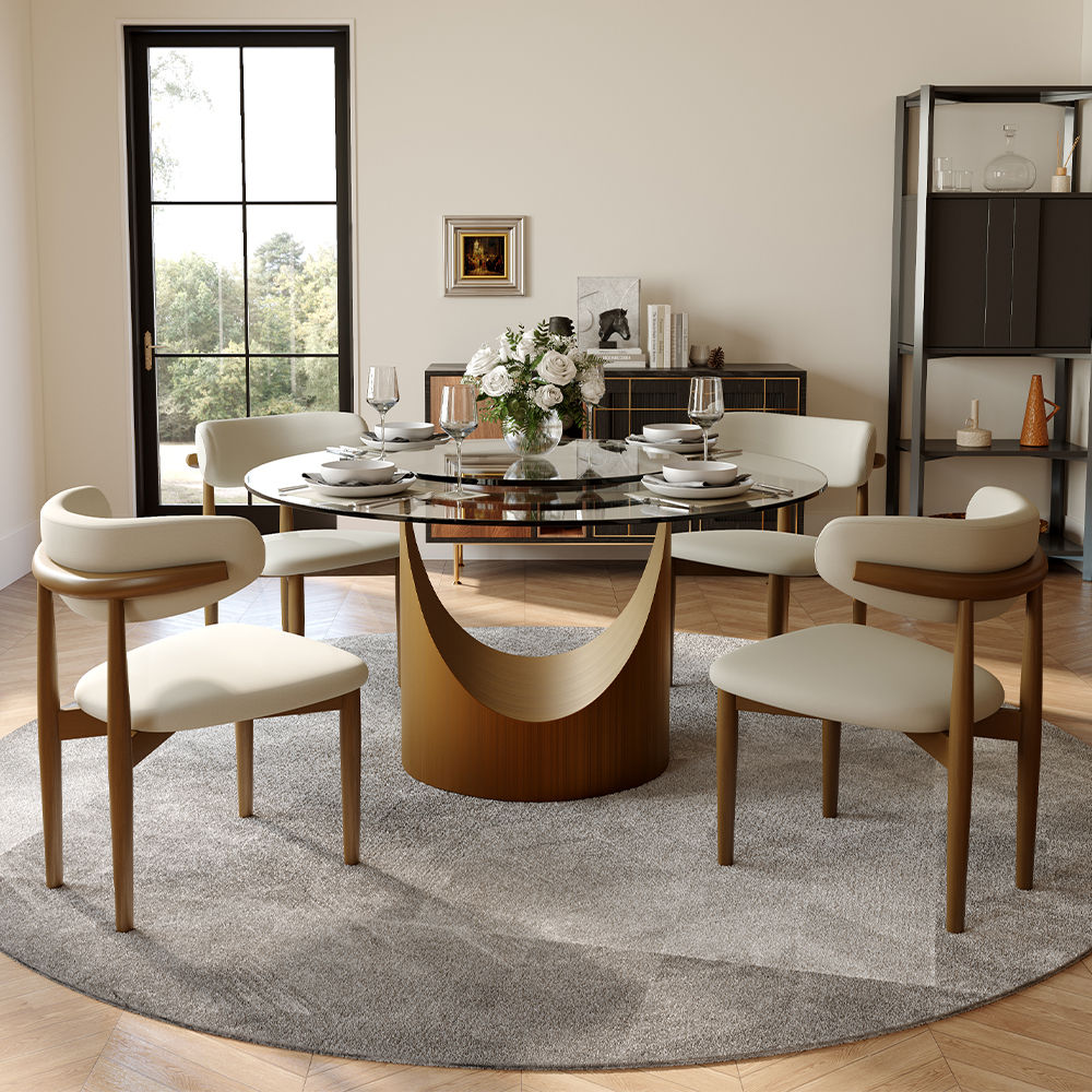 Round Clear Tempered Glass Dining Tables