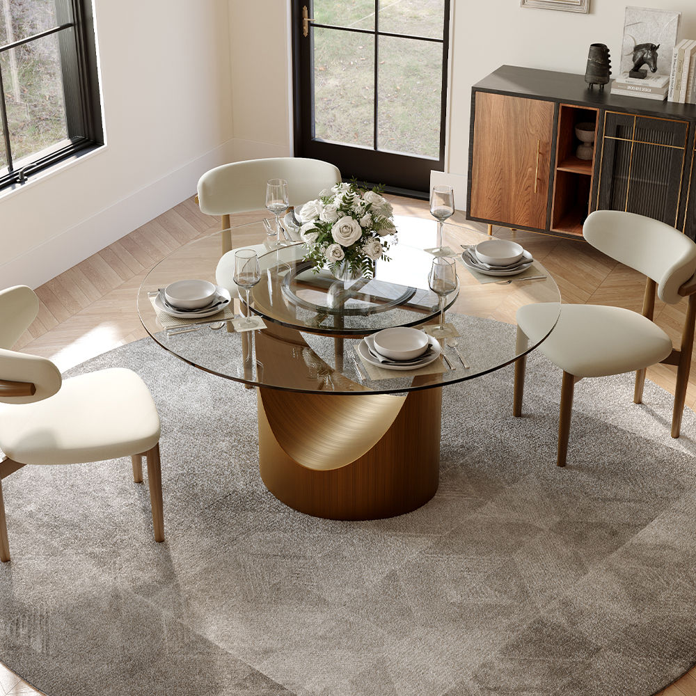 Partly Assemble Clear Tempered Glass Dining Tables