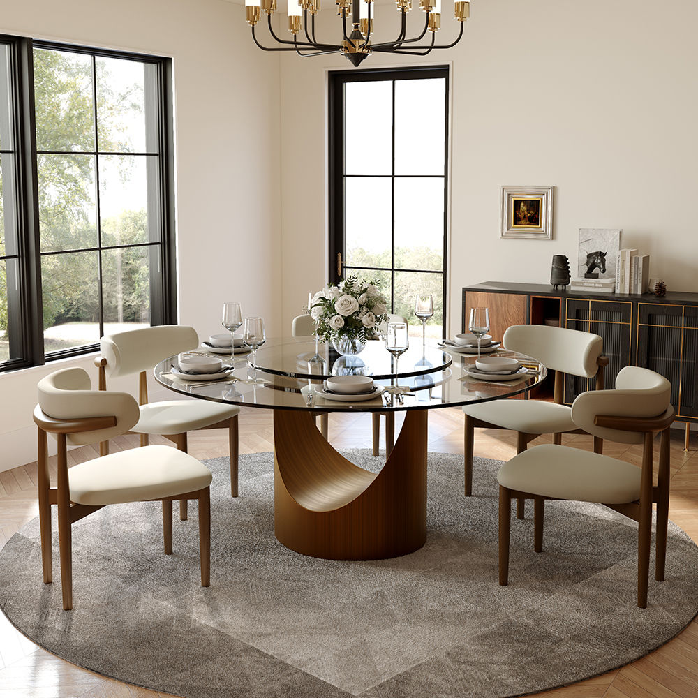 Partly Assemble Clear Tempered Glass Dining Tables