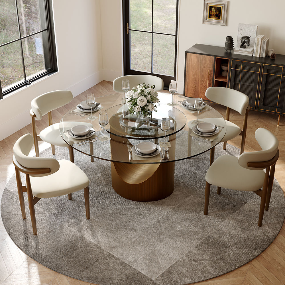 Round Clear Tempered Glass Dining Tables