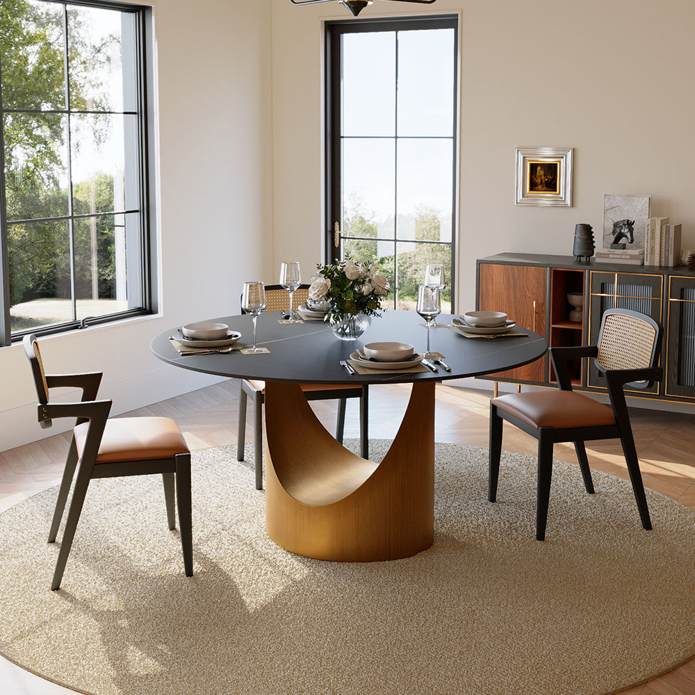 for 6 Black Sintered Stone Dining Tables