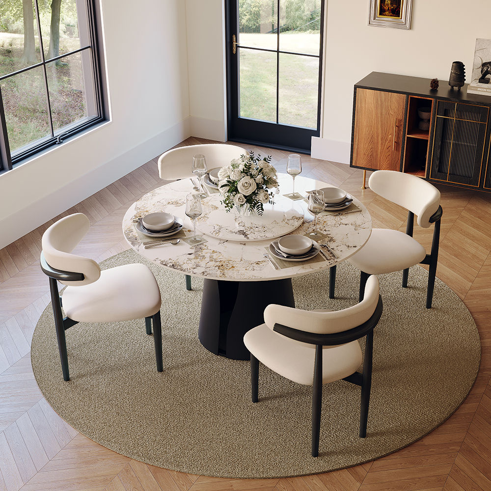 without Lazy Susan Pandora Sintered Stone Dining Tables