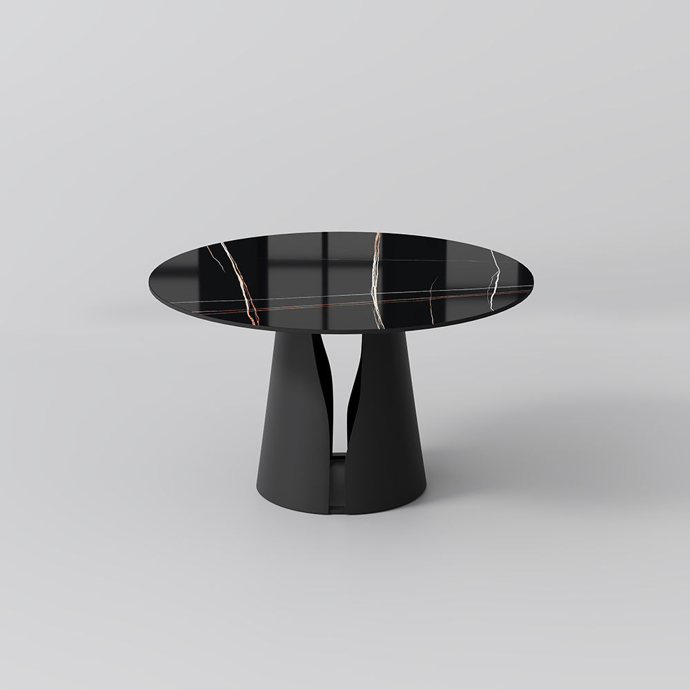 Modern Minimalist Glossy Black Sintered Stone Dining Tables