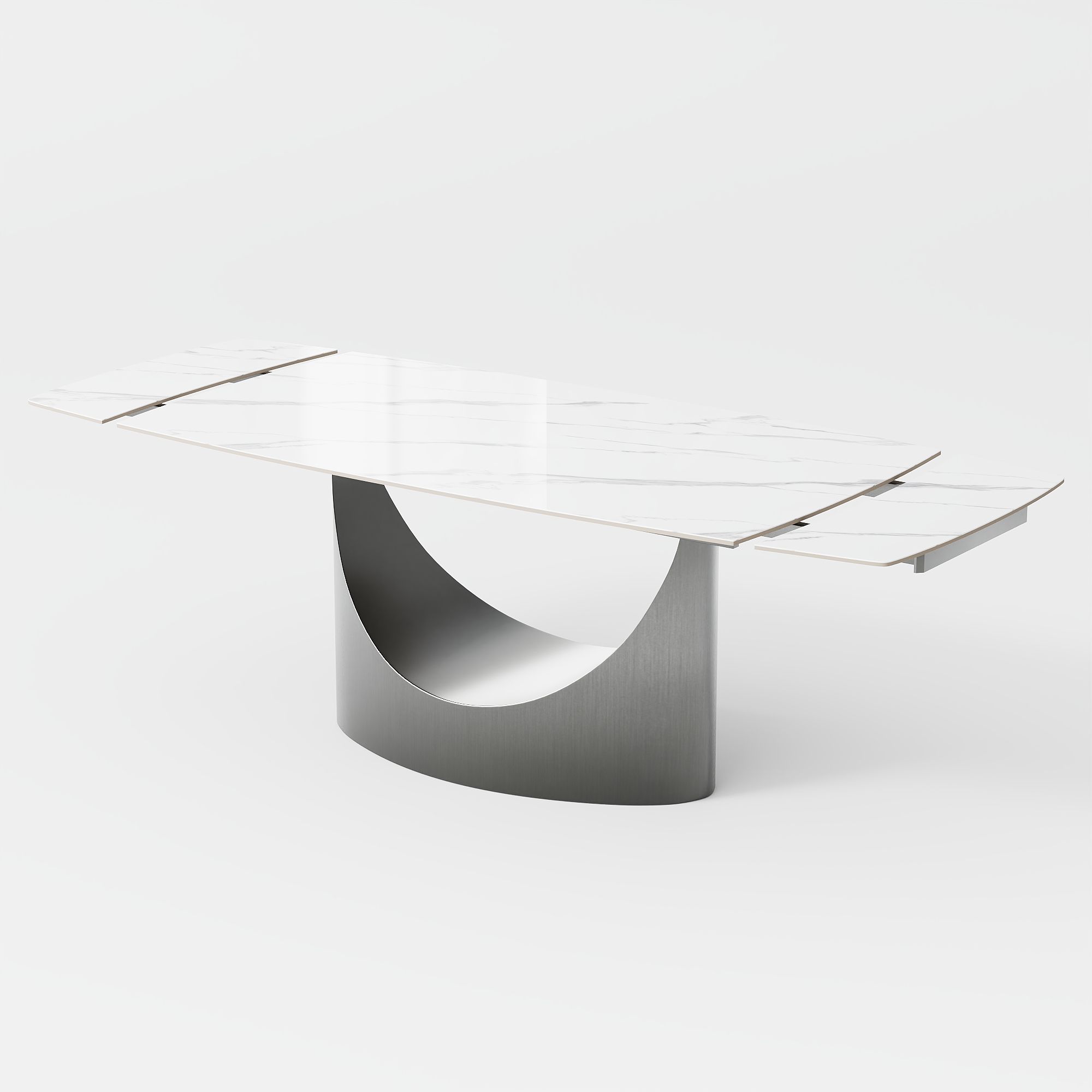 Rectangular Glossy White Sintered Stone Dining Tables