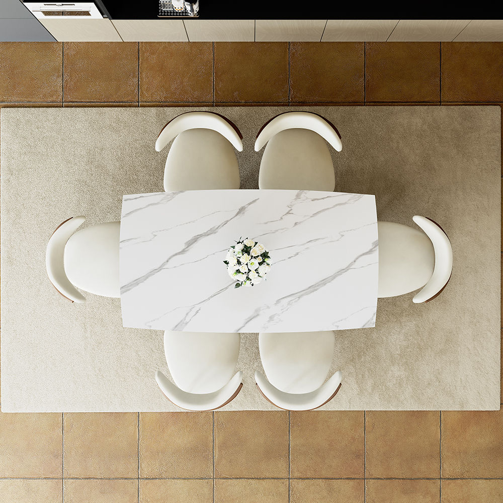 SMILE Glossy White Sintered Stone Dining Tables