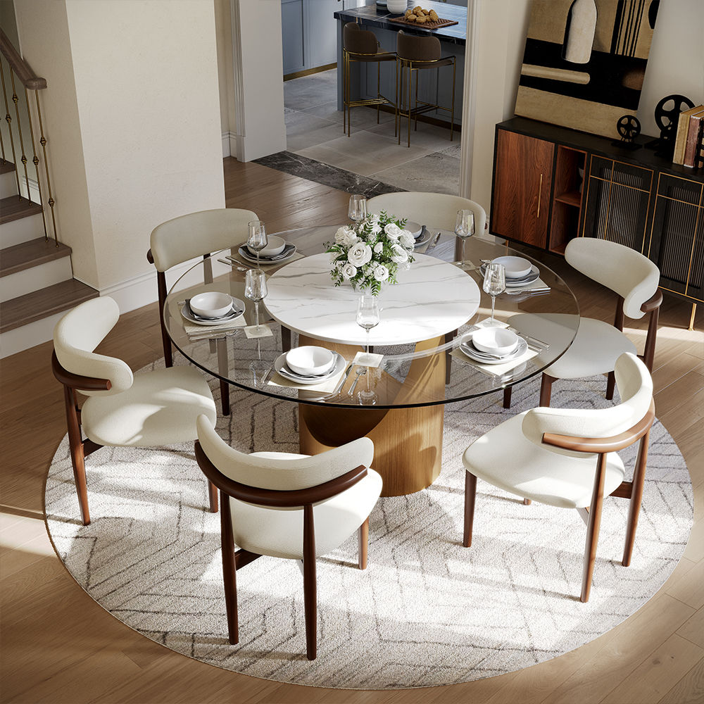 Modern Luxury Transparent Tempered Glass Dining Tables