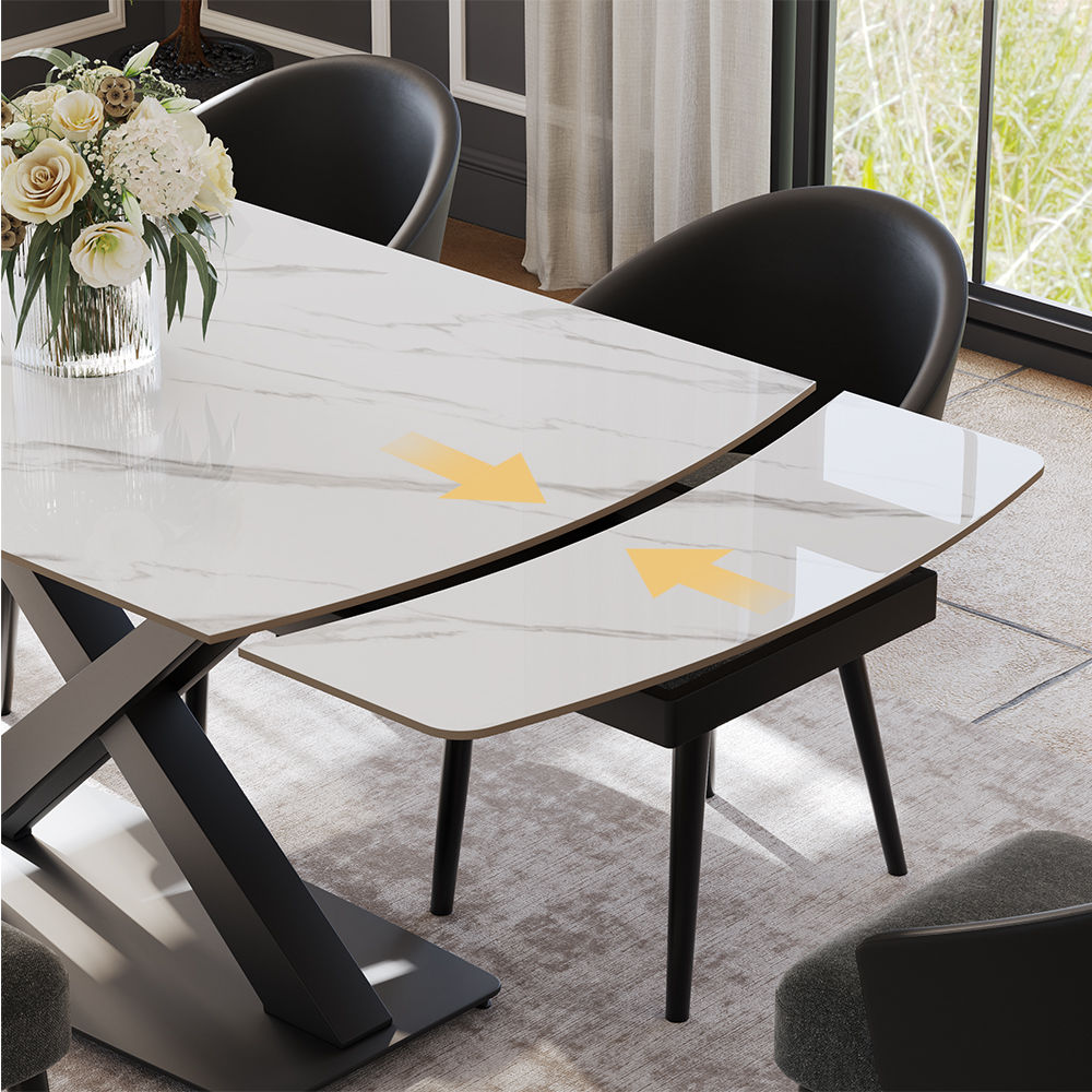 Sintered Stone White Glossy Sintered Stone Dining Tables