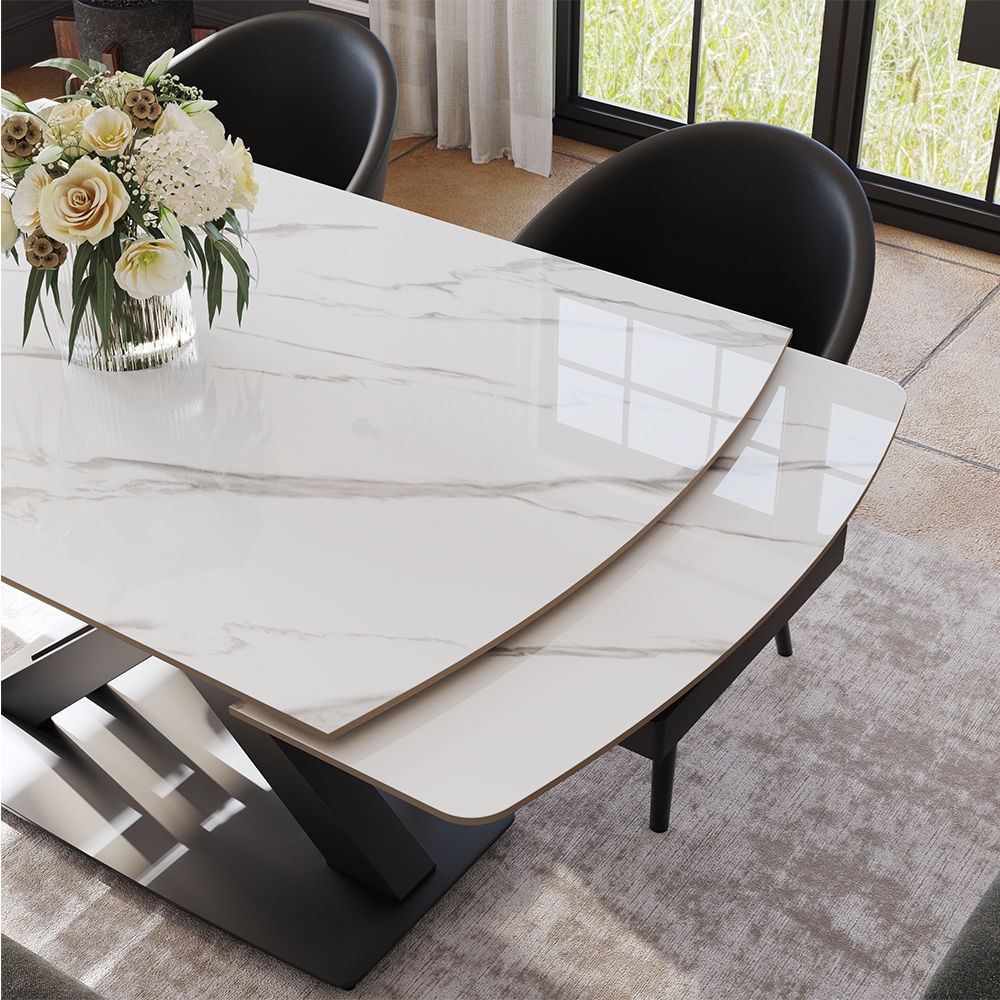 Modern White Glossy Sintered Stone Dining Tables