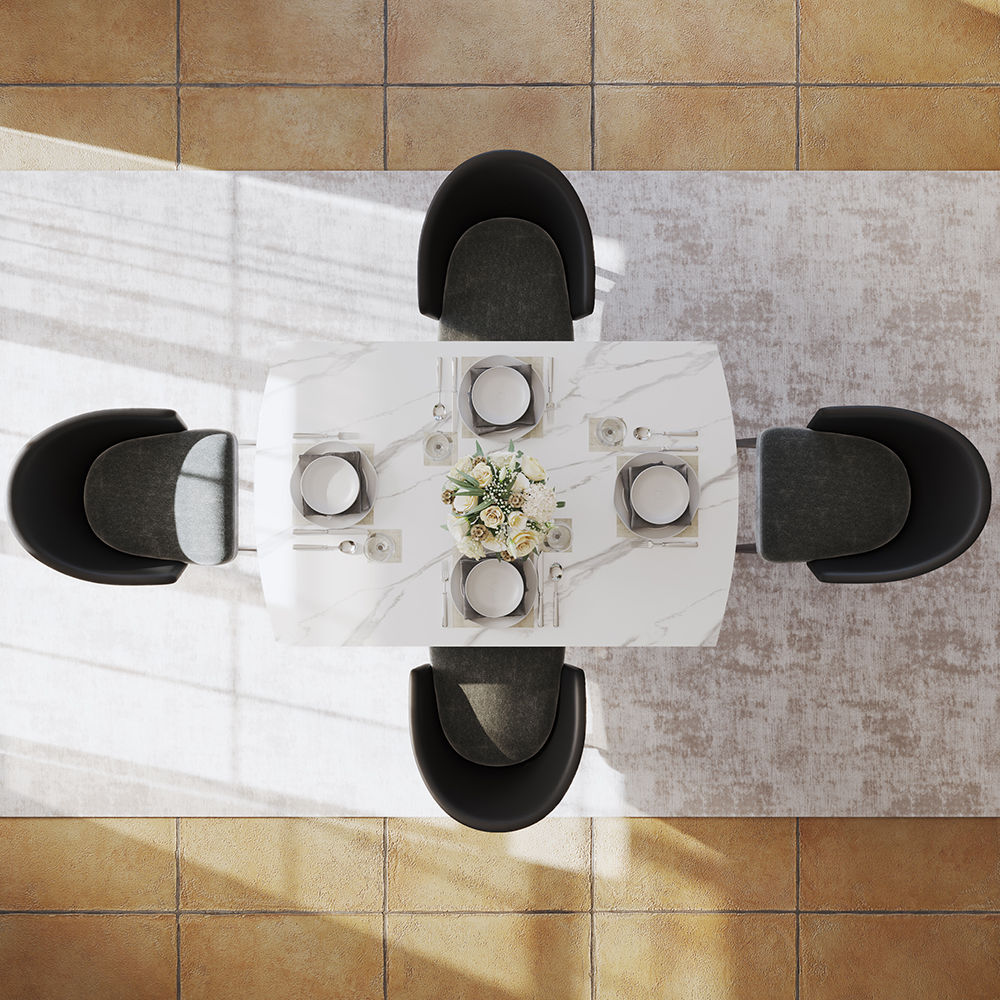 Sintered Stone White Glossy Sintered Stone Dining Tables